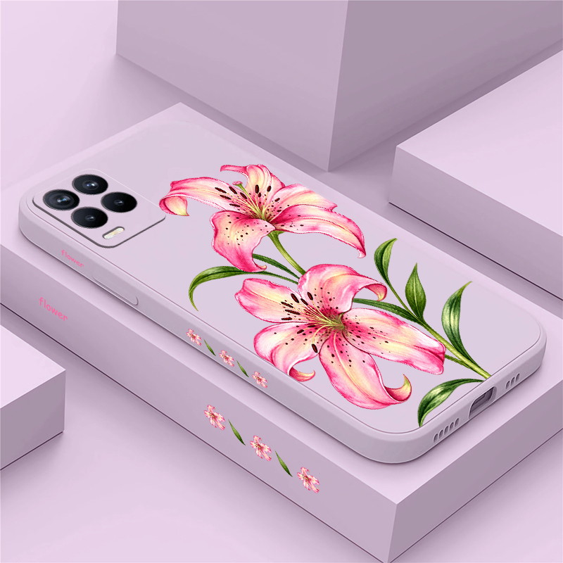 Realme Note 50 - Roze bloemen hoesje voor OPPO Realme